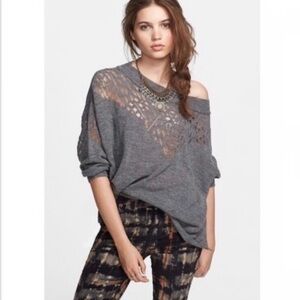 Free People Heather Gray Knit Top